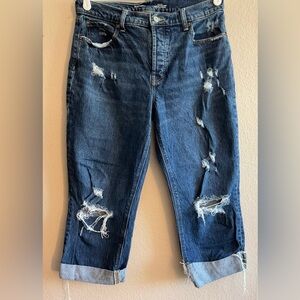 Old Navy High Rise Slouchy Straight Denim Blue Jeans with Secret Pockets size 4‎